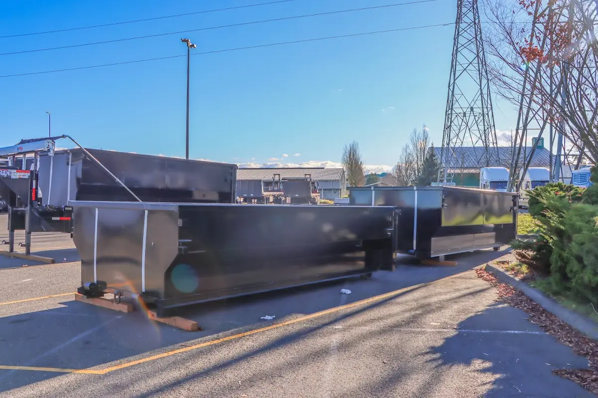 Roll-off dumpster ready for waste disposal at job site for Construction Dumpster Rental in South Cleveland